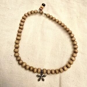 Elegant Wood Beaded Bracelet with Wood Charm